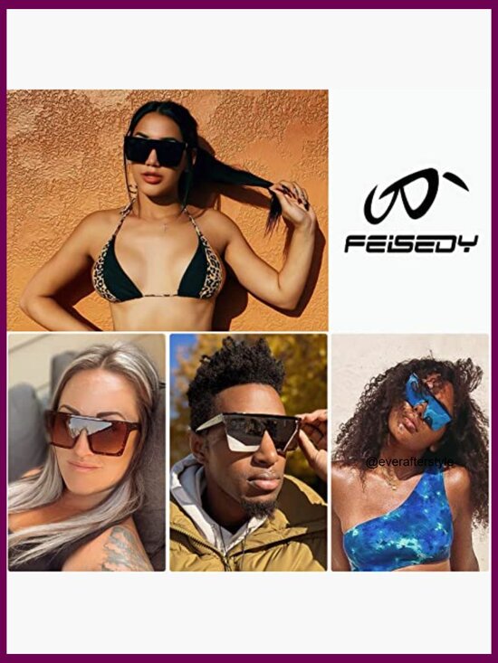 Oversized Square Sunglasses with UV400 Protection Composite Frame main image 4